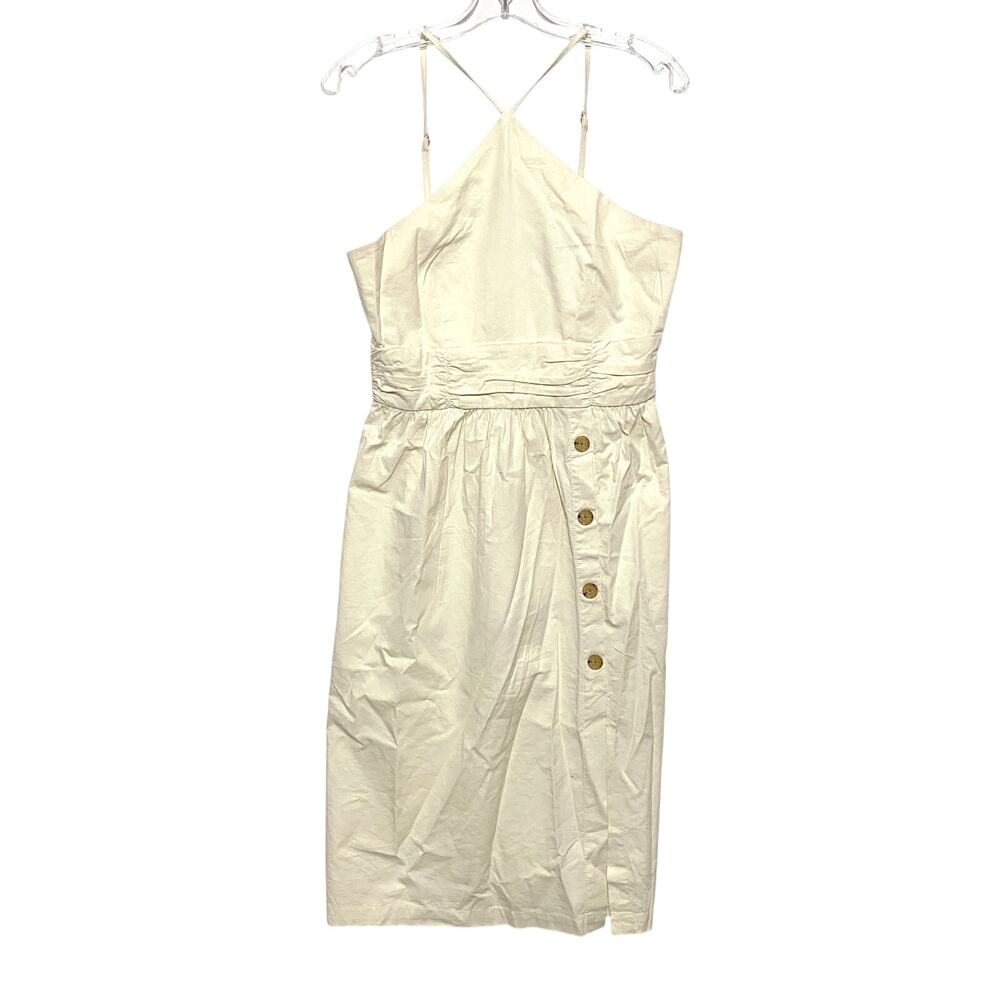 Banana Republic Cross Back Sundress 2 Ivory Button Accent Resort Coastal Summer